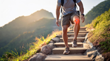 a man with Iliotibial band syndrome injury walking downstair